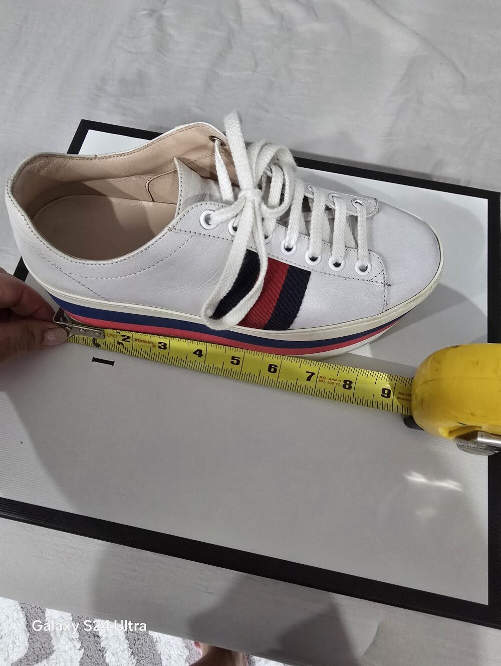 Gucci White Platform Sneakers with Red and Blue Stripes - Picture 12 of 12